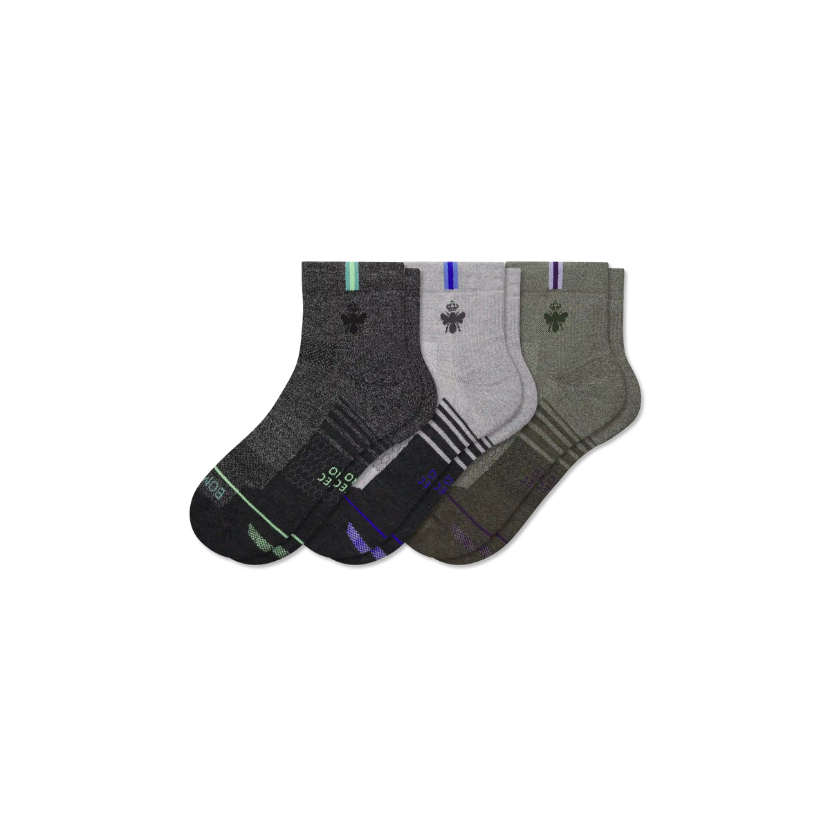 Men's Merino Wool Blend Run Quarter Sock 3-Pack