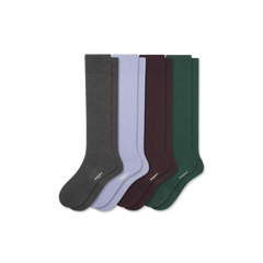 Men's Ribbed Dress Over the Calf Sock 4-Pack