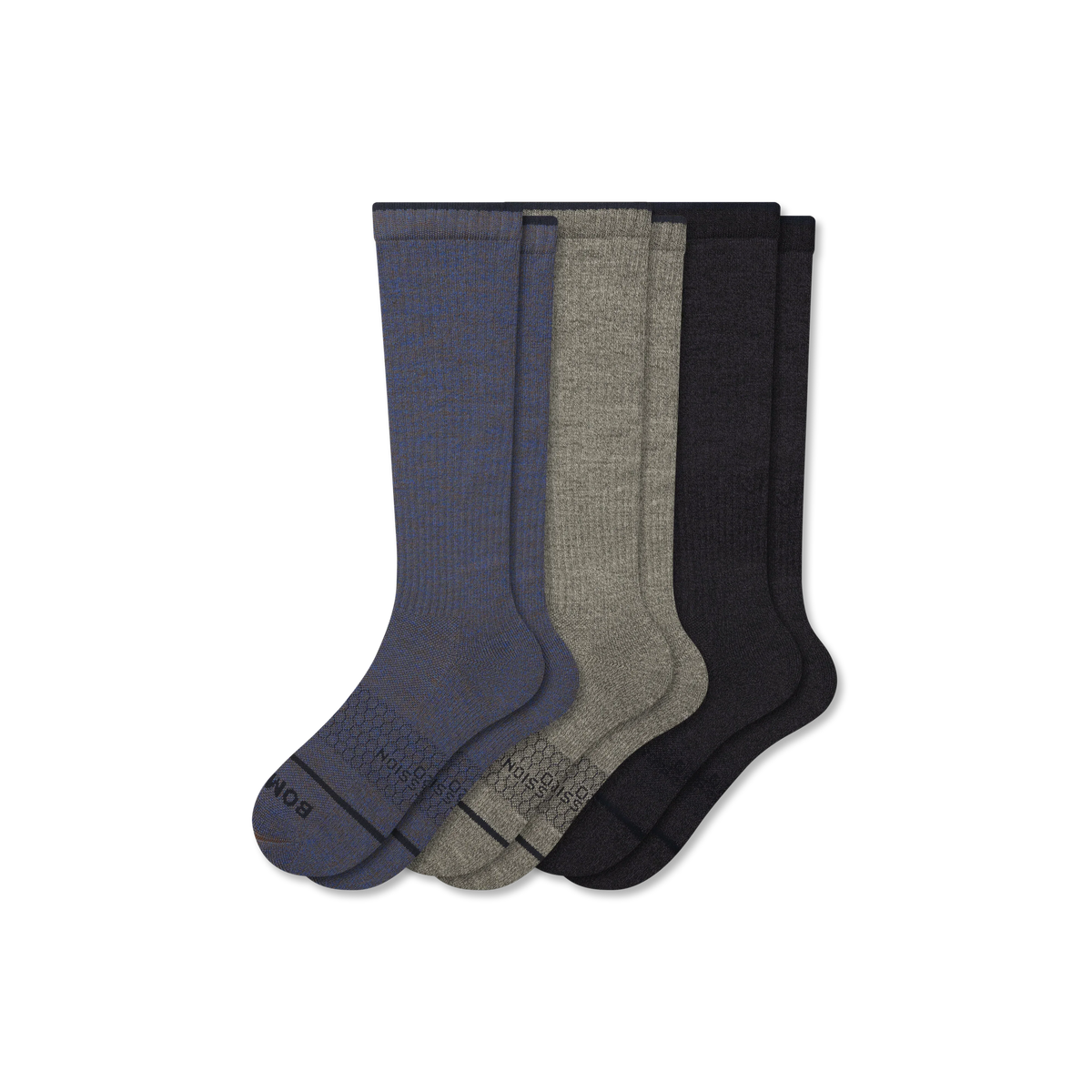 Men's Merino Wool Blend Everyday Compression Knee High Socks 3-Pack (15-20mmHg)