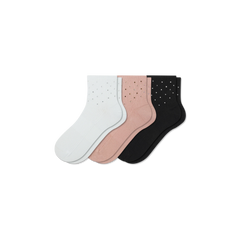 Women’s Rhinestone Rib Quarter Sock 3-Pack